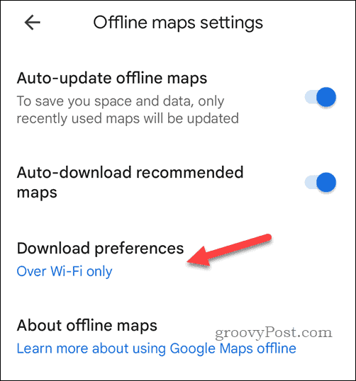 Configurações de download de mapas off-line do Google Maps