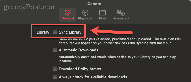 caixa de seleção de sincronização de música da apple mac
