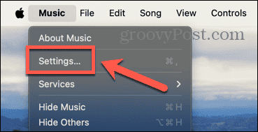 configurações de música da apple mac