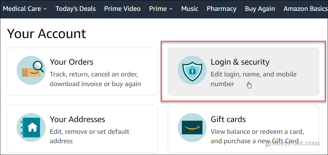 login e segurança Amazon