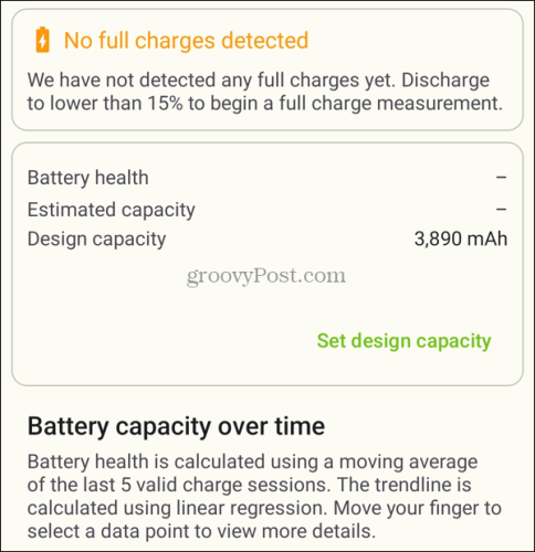 Verifique a integridade da bateria no aplicativo Android AccuBattery