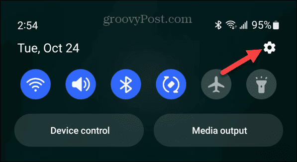 sombra de notificação do botão de configurações do Android