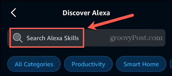 habilidades de pesquisa do aplicativo Alexa
