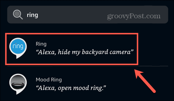 habilidade de anel do aplicativo Alexa