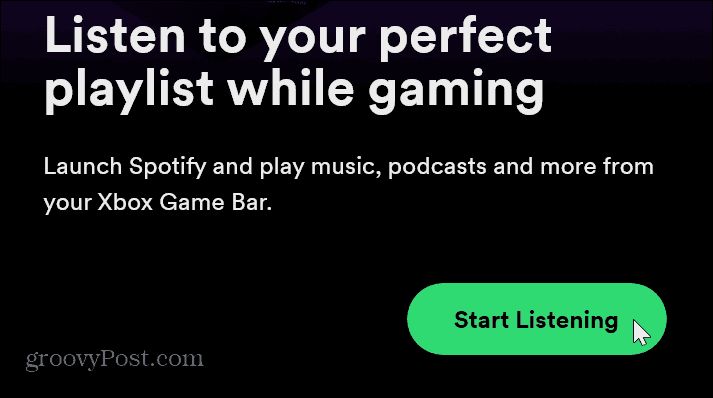 comece a ouvir a atividade do jogo Spotify