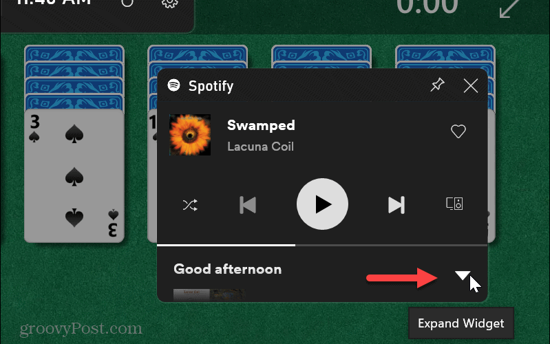 expandir o widget do Spotify